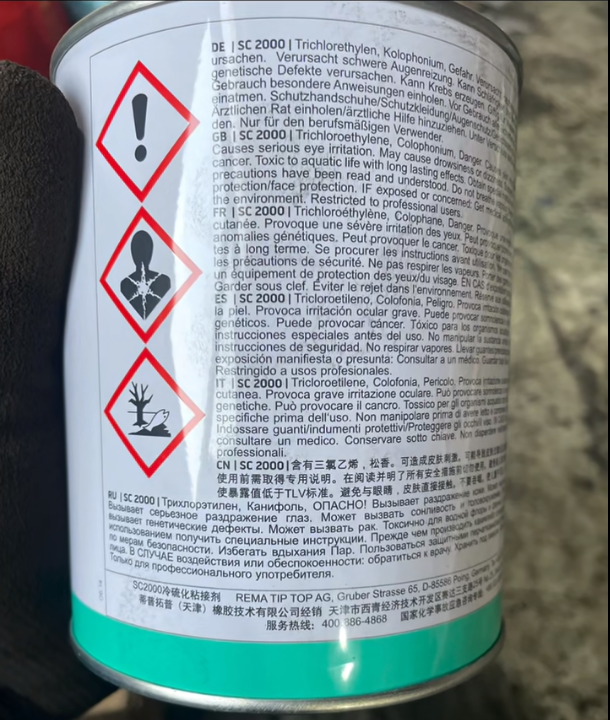 Zyx Rema Tip Top Cement Cement Bl Tire 650 g 200 g di riparazioni di riparazione Vulcanizzazione Strumento di cemento speciale